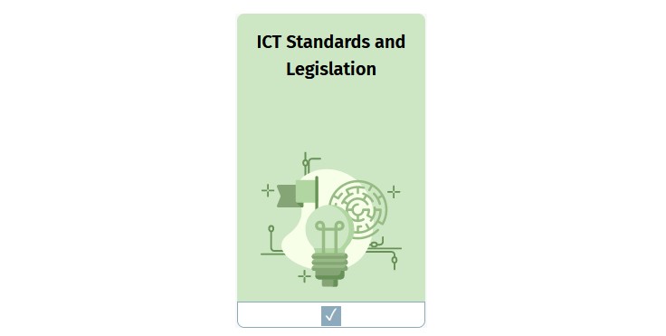ICT Standards and Legislation tile with checkbox checked.